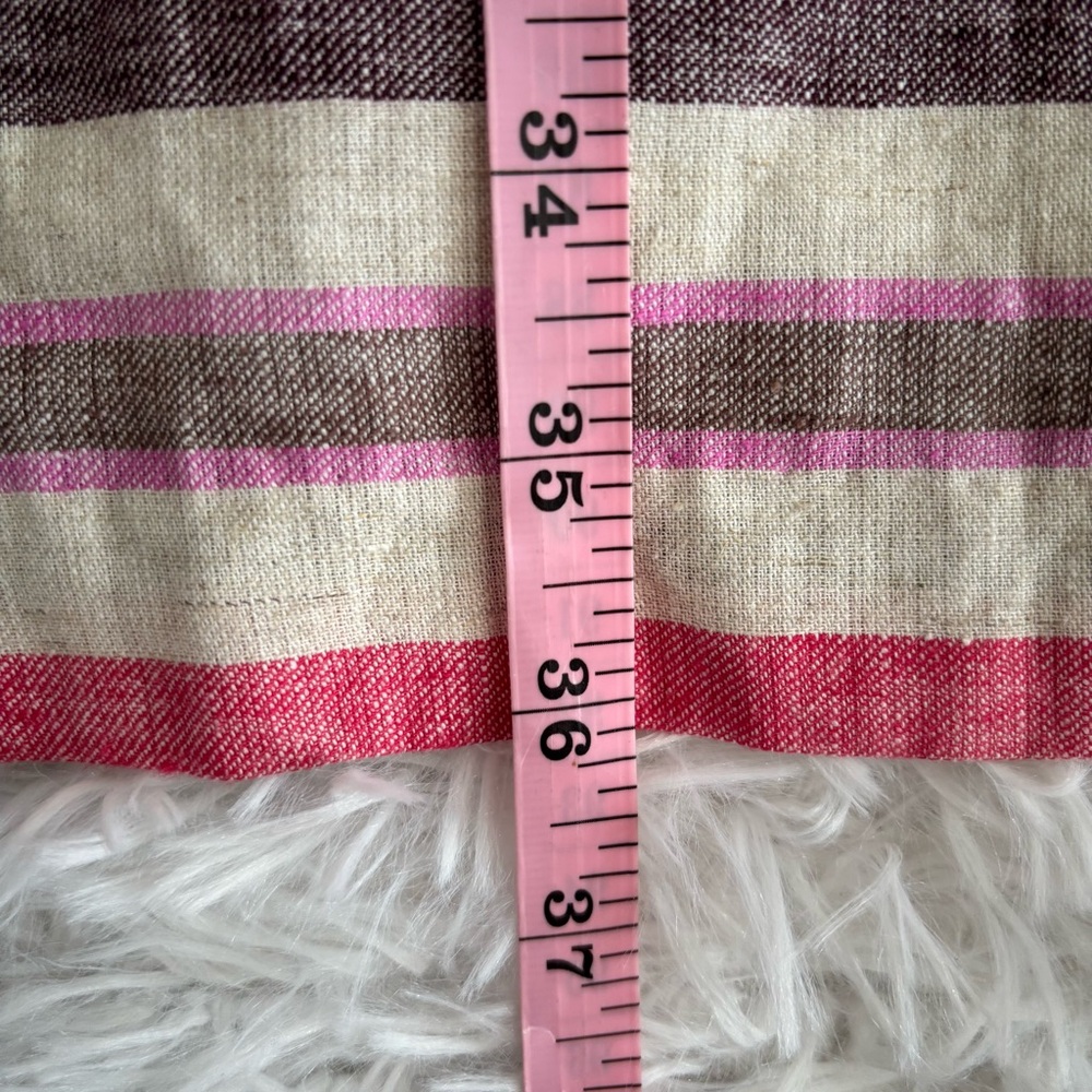 Ann Taylor Loft Womens Cut Out Back Linen Blend Striped Dress Size 8 Beige Pink - Picture 5 of 8